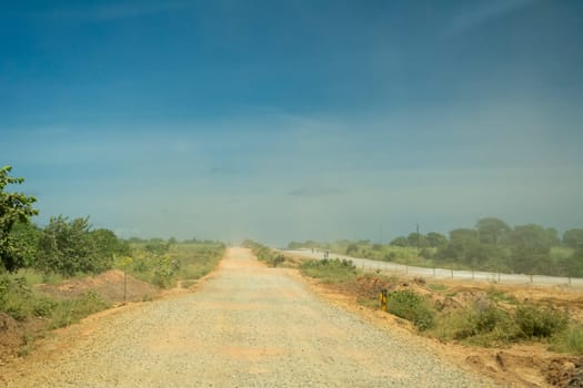 Roadworks paralel dirt road deviation in Africa