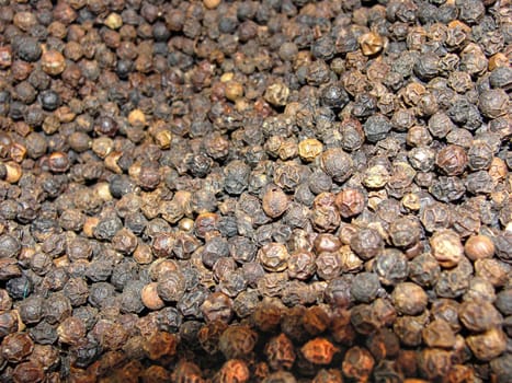 Black pepper's texture on the market, top view