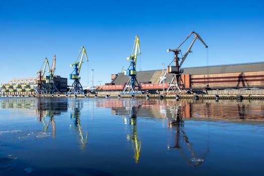 empty dry cargo terminal in winter port