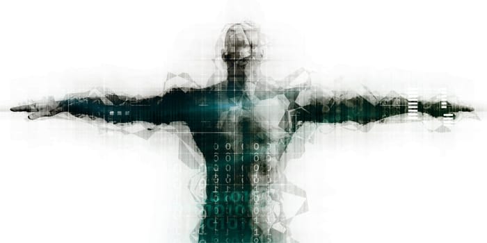 Tech Startup Technology Sector with Man Flying Success