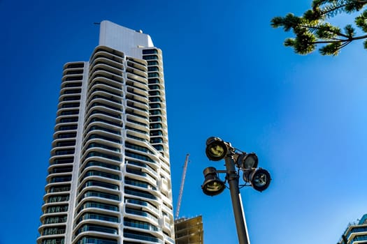 FRANKFURT, GERMANY - October 09, 2021: The "Grand Tower"", completed in 2020, is the tallest residential building in Germany at the time Winner of many awards"