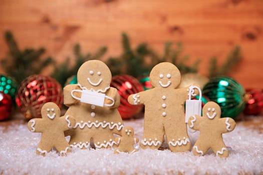 GingerBread Family on a Christmas Festive Background
