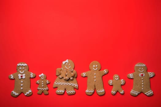GingerBread Family on a Christmas Festive Background