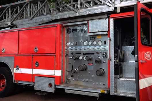 fire fighting vehicle in action