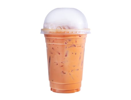 Ice milk tea, Sweet drink, Isolated, on white background, Clipping path