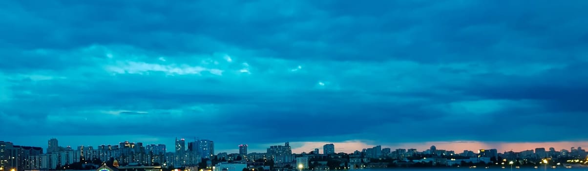 New Modern City Skyline. Banner, panorama of architecture and blue sky