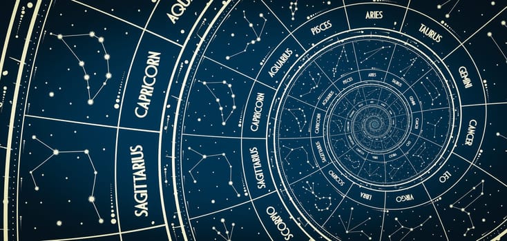 Droste effect background. Abstract design for concepts related to astrology, fantasy, time and magic.