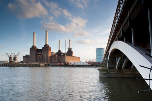 The River Thames Battersea Power Station and Grosvenor Rail Bridge