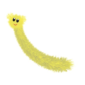 Yellow Cute Caterpillar Isolated on White Background.