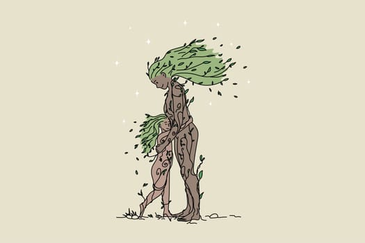 Live trees mother and daughter hugging