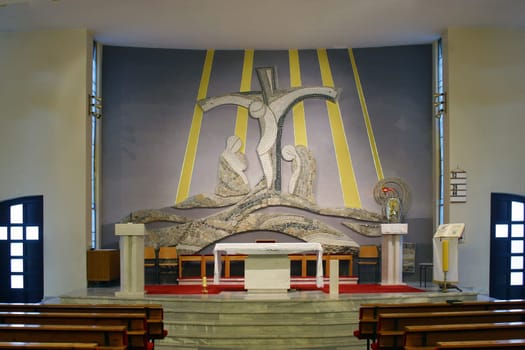 Main altar in the church of Our Lady of Sorrows in Spansko, Zagreb, Croatia