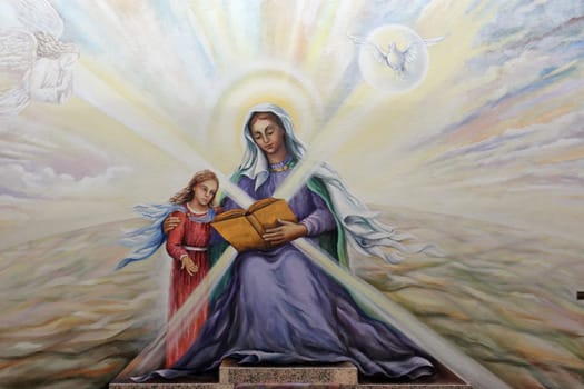 Education of the Virgin Mary, fresco on the main altar in the Church of the Saint Anne in Bjelovar, Croatia