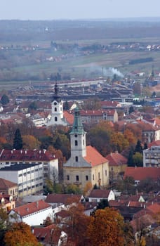 Holy Trinity Orthodox Church and St. Theresa of Avila Catholic Cathedral in Bjelovar, Croatia