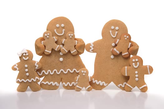 Isolated Gingerbread Family on White Background