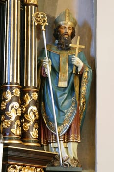 Saint Valentine, statue on the altar of the Holy Three Kings  in the church of St. Clare of Assisi in Zagreb, Croatia