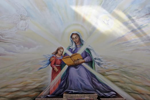 Education of the Virgin Mary, fresco on the main altar in the Church of the Saint Anne in Bjelovar, Croatia