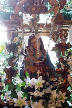 Virgin Mary with baby Jesus statue in the Church of the Visitation of the Virgin Mary in Vinagora, Croatia