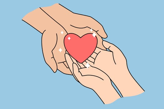 People hold heart show love and kindness