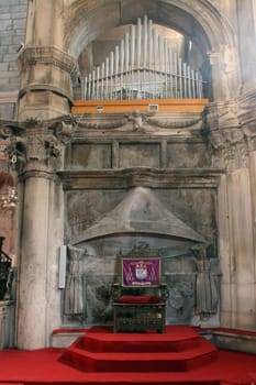 Bishop's throne in the Cathedral of St. James in Sibenik, Croatia