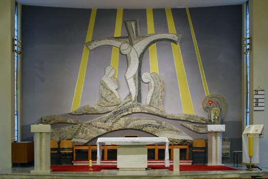 Main altar in the church of Our Lady of Sorrows in Spansko, Zagreb, Croatia