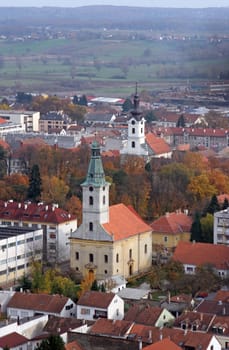 Holy Trinity Orthodox Church and St. Theresa of Avila Catholic Cathedral in Bjelovar, Croatia