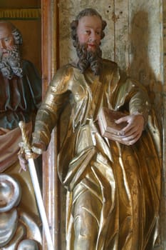 Saint Paul, statue on the altar of the Holy Trinity in the parish church Visitation of the Virgin Mary in Vinagora, Croatia