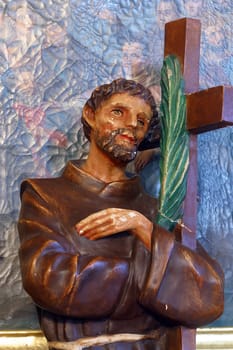 Saint Nicholas Tavelic, statue on the altar of All Saints in the parish church Visitation of the Virgin Mary in Vinagora, Croatia