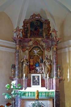 The altar of the Holy Trinity in the parish Church of the Visitation of the Virgin Mary in Vinagora, Croatia