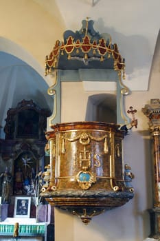 Pulpit in the Parish Church of the Visitation of the Virgin Mary in Vinagora, Croatia