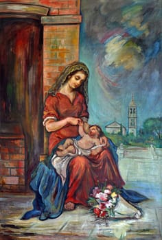 Nativity, altarpiece in the parish church of Our Lady out of town in Sibenik, Croatia