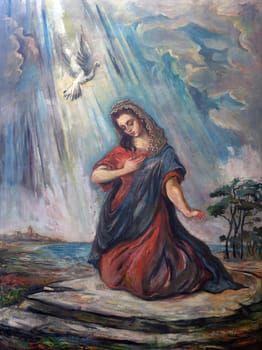 Annunciation of the Virgin Mary, altarpiece in the parish church of Our Lady out of town in Sibenik, Croatia