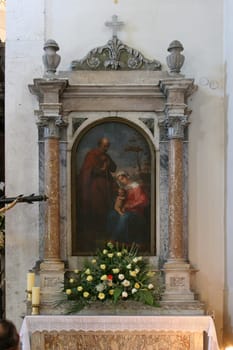 Altar of the Holy Family in the parish church of Our Lady outside the city in Sibenik, Croatia