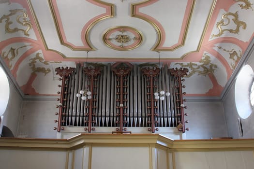 Organ in the parish church of Our Lady outside the city in Sibenik, Croatia