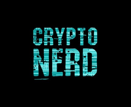 Crypto Nerd text art design for printing. Trendy typography illustration, hipster cyberspace style. Gift for cryptocurrency and blockchain technology geeks