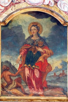 St. Elizabeth, altarpiece on the altar of the Holy Trinity in the parish Church of the Visitation of the Virgin Mary in Vinagora, Croatia