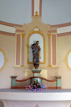 Saint Roch, a statue in the chapel of Saint Roch in the parish Church of the Visitation of the Virgin Mary in Vinagora, Croatia