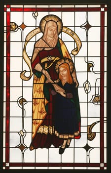 Saint Anne, stained glass window in the Church of Saint Anne in Bjelovar, Croatia