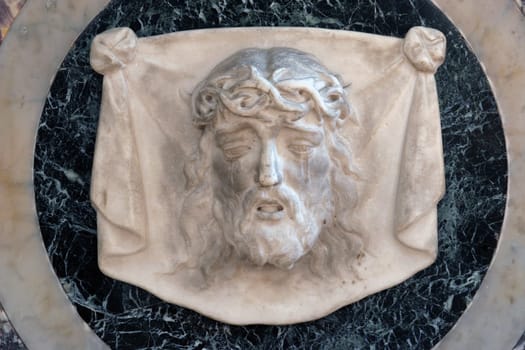 Veil of Veronica, relief on the altar of St. Nicholas Tavelic in the Cathedral of St. James in Sibenik, Croatia
