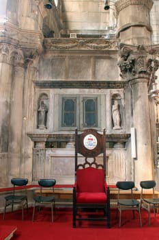 Bishop's throne in the Cathedral of St. James in Sibenik, Croatia