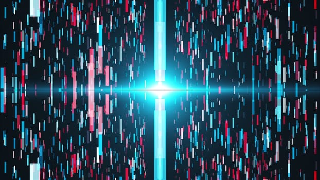 Digital backcircles in black space - modern abstraction, computer generated background, 3D rendering
