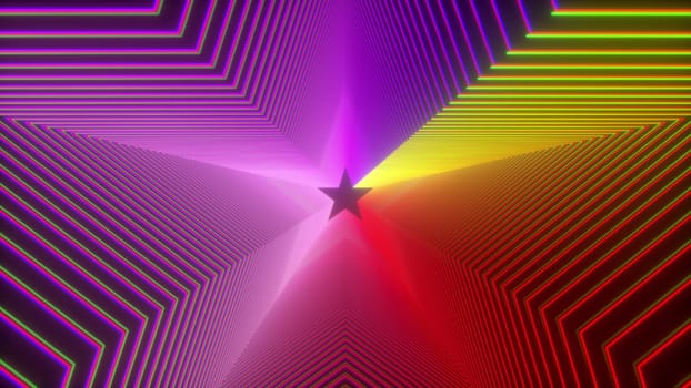 Futuristic pentagon ovals with vivid 3d render gradient. Synthwave retro 80s style party synth with mesh textures. Techno vaporwave with cosmic waves of energy frequencies and geometric curves.