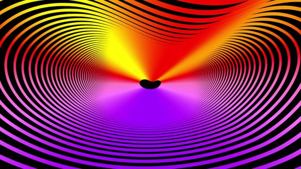Geometric ovals with vivid 3d render gradient. Digital acoustic synthesizer with circular music textures. Futuristic image of galaxy with energy waves of frequencies.