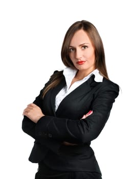 Confident business woman isolated over white