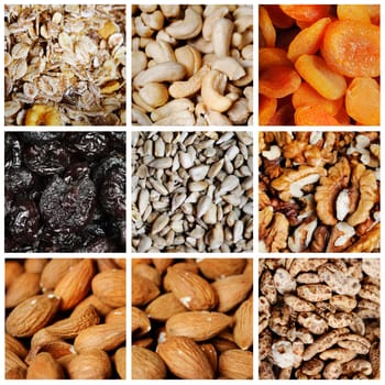 Collection of various healthy food products