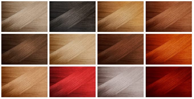 Set of various hair colors samples