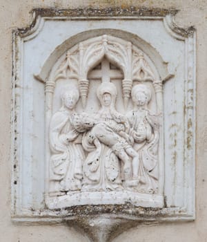 Church Santa Maria del Mercado. Alabaster relief depicts Christs descent. Alburquerque, Extremadura, Spain