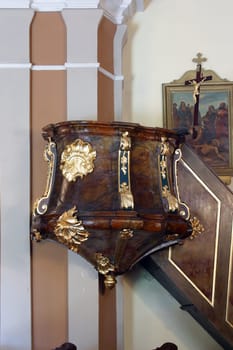 Pulpit in the church of St. Clare of Assisi in Zagreb, Croatia