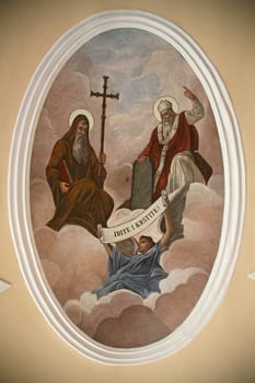 Saints Cyril and Methodius, fresco in the Franciscan monastery in Cernik, Croatia