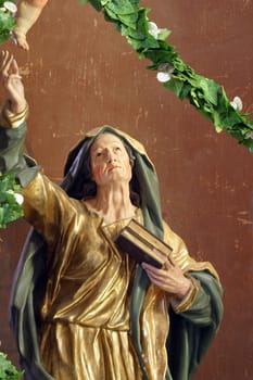 Saint Anne, statue on the main altar in the church of the Assumption of the Virgin Mary in Zlatar, Croatia