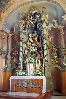 Main altar in the church of the Assumption of the Virgin Mary in Zlatar, Croatia